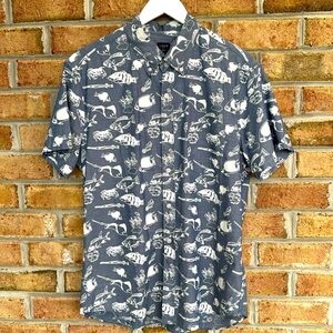 J Crew Factory short sleeved button down with nautical / fish print. Size large